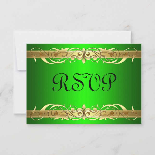 Tarjeta RSVP verde de gran Ducado de Oro (Anverso)