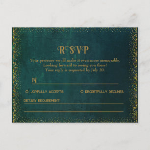 Tarjeta RSVP Verde Oscuro Vintage