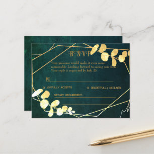 Tarjeta RSVP Verde Oscuro Vintage