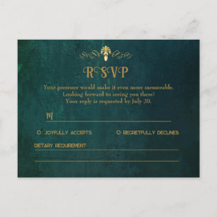 Tarjeta RSVP Verde Oscuro Vintage
