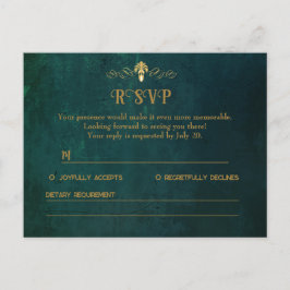 Tarjeta RSVP Verde Oscuro Vintage