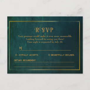 Tarjeta RSVP Verde Oscuro Vintage