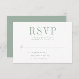 Tarjeta RSVP verde Sage para boda
