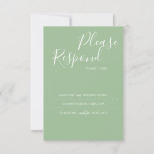 Tarjeta RSVP Verde Sage, sitio web Boda