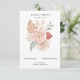 tarjeta RSVP vertical bohemia tropical sonrosa