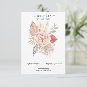 tarjeta RSVP vertical bohemia tropical sonrosa