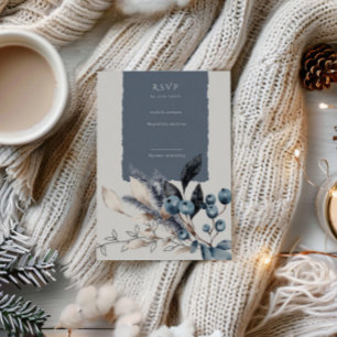 Tarjeta RSVP vertical floral de invierno escarpada