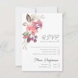 Tarjeta RSVP vertical mauve de Rubor romántica
