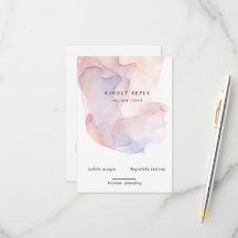 Tarjeta RSVP vertical transparente de seda moderna