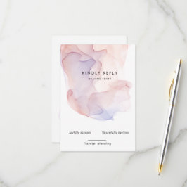 Tarjeta RSVP vertical transparente de seda moderna