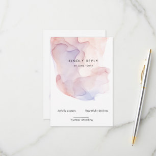 Tarjeta RSVP vertical transparente de seda moderna