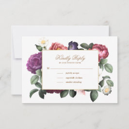 Tarjeta RSVP Vintage Floral Purple