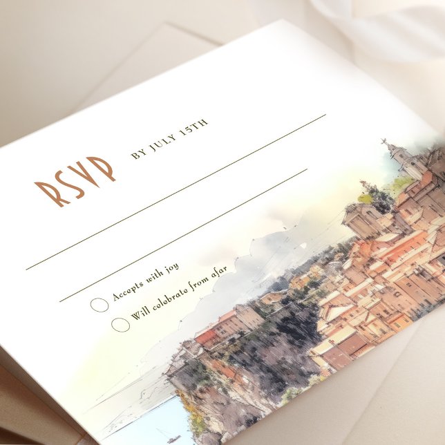 Tarjeta RSVP Watercolor Cote d'Azur Francia Rivier (Subido por el creador)