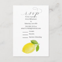 Tarjeta RSVP Watercolor Lemon