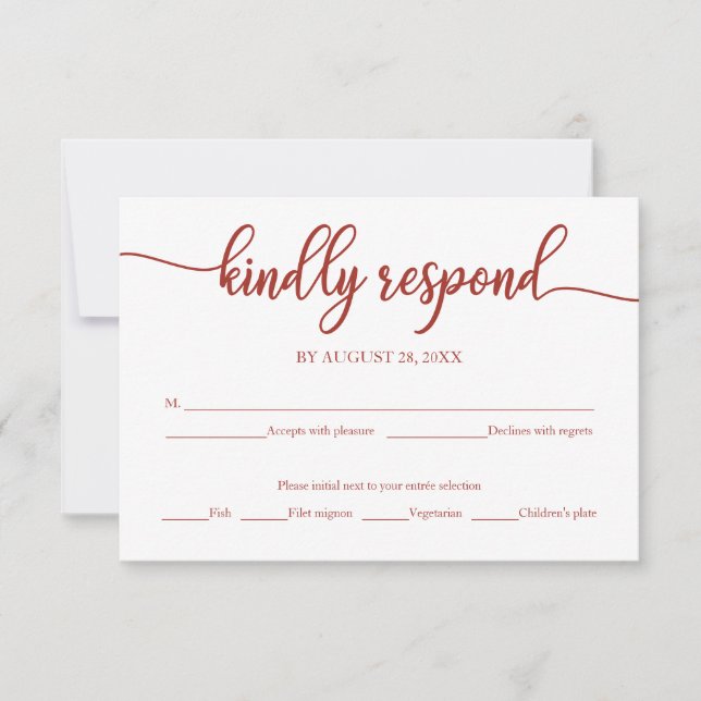Tarjeta RSVP Wedding Calligraphy Terracotta (Anverso)