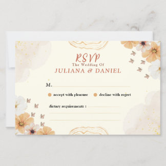 Tarjeta RSVP Wedding con diseño floral crema