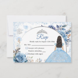 Tarjeta RSVP Xv Anos para Navidades Blue Magic Sno
