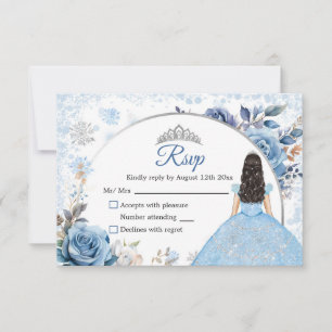 Tarjeta RSVP Xv Anos para Navidades Blue Magic Sno