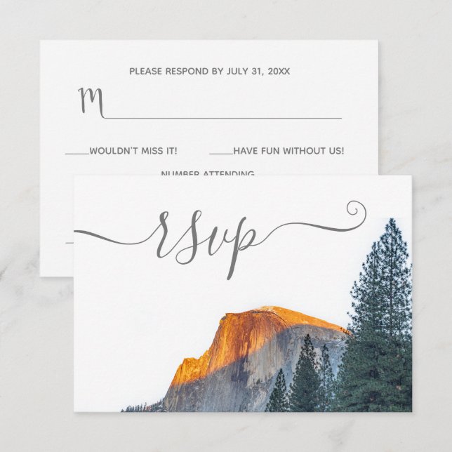 Tarjeta RSVP Yosemite Half Dome Sunset Wedset (Anverso / Reverso)