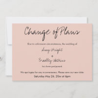 Tarjeta Rubor de Boda pospuesta "Cambio de planes"