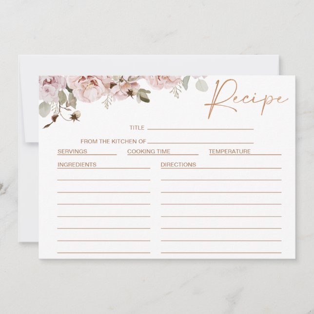 Tarjeta Rubor Floral Eucalyptus Bridal Shower Reci (Anverso)