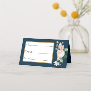 Tarjeta Rubor Floral Navy Boda Place