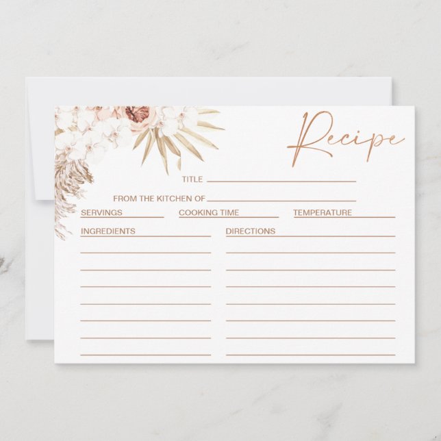 Tarjeta Rubor Floral Pampas Palm Bridal Shower (Anverso)