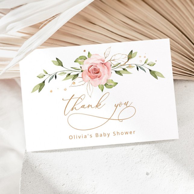 Tarjeta Rubor oro floral baby ducha gracias (Subido por el creador)