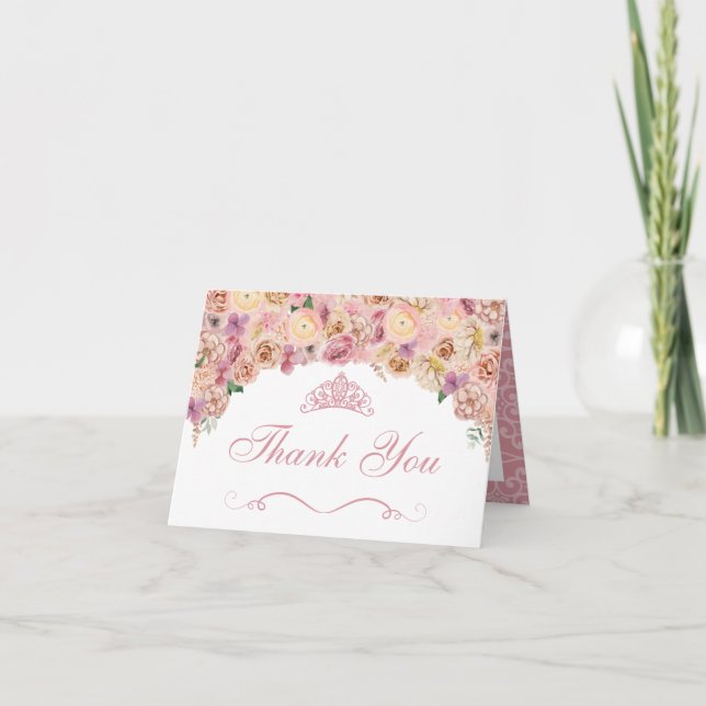 Tarjeta Rubor Peach Peach Floral Quinceanera (Anverso)
