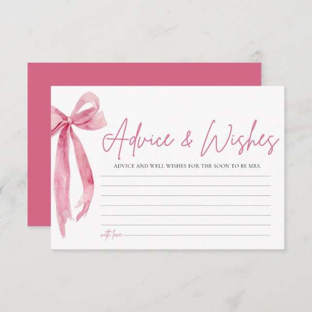 Tarjeta Rubor Pink Bow Bridal Shower (Anverso / Reverso)