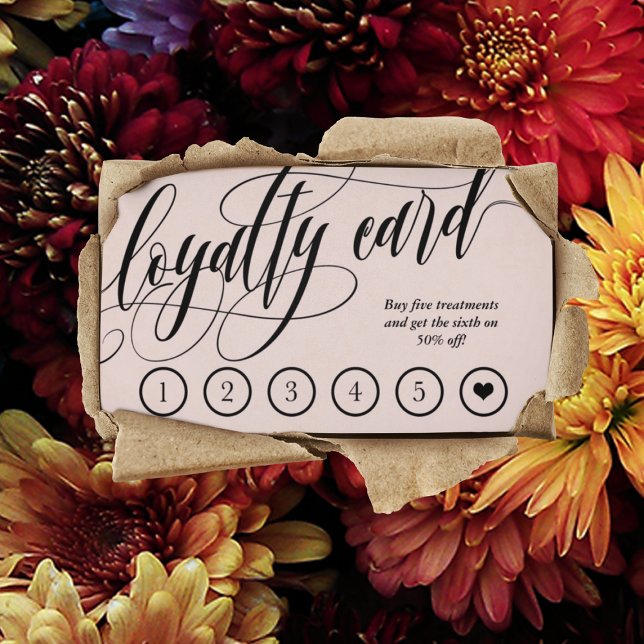 Tarjeta Rubor Pink Calligraphy Loyalty Punch (Subido por el creador)