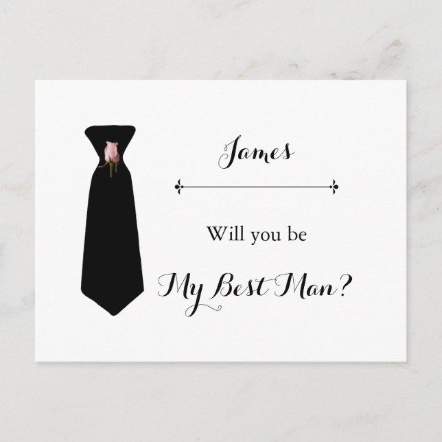 Tarjeta Rubor Pink Dusty Sage Best Man Request (Anverso)