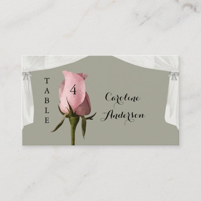 Tarjeta Rubor Pink Dusty Sage Boda Table Place (Anverso)