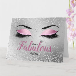 Tarjeta Rubor Pink Fabulous Purpurina Eyes Large Birday