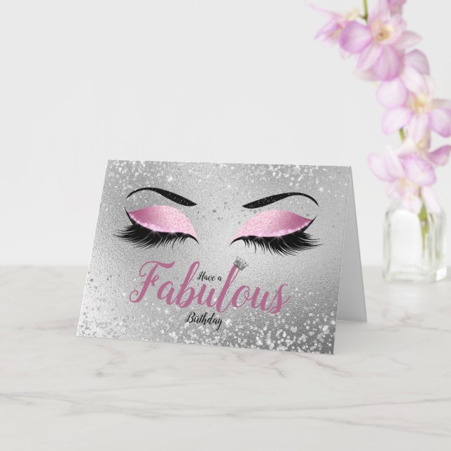 Tarjeta Rubor Pink Fabulous Purpurina Eyes Standard Cumple (Orquídea)