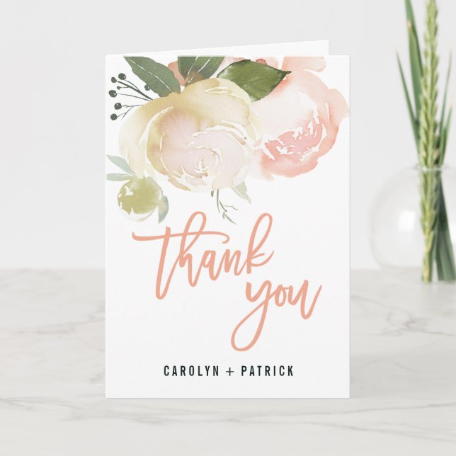 Tarjeta Rubor Pink Ivory Peony Gracias (Anverso)