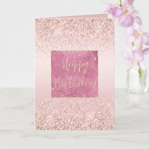 Tarjeta Rubor Pink Ombre Glitzy Purpurina Sparkle Cumpleañ