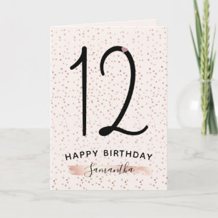 Tarjeta Rubor Pink & Rosa Gold 12 Cumpleaños