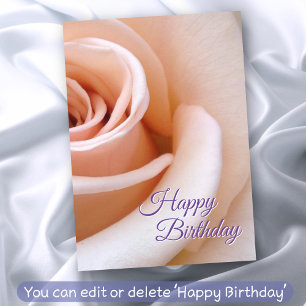 Tarjeta Rubor Rosa Elegante Script Boho Feliz cumpleaños