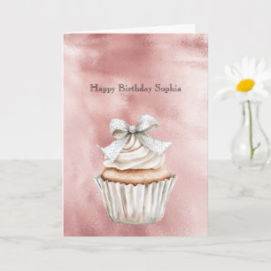 Tarjeta Rubor Rosa Glam Brillante Cumpleaños Taza de Plata