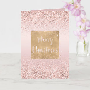 Tarjeta Rubor Rosa Ombre Glitzy Glitter Brillo Navidad