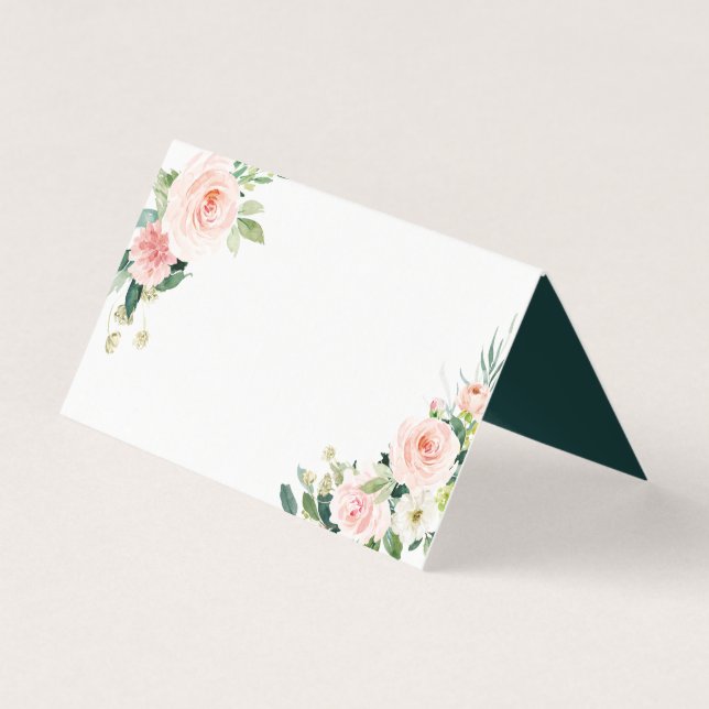 Tarjeta Rubor White Bloom Boda Floral Place Card (Anverso)