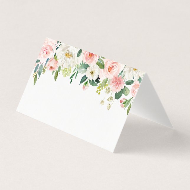 Tarjeta Rubor White Bloom Floral Table Place (Anverso)