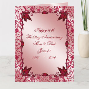 Tarjeta Ruby 40º aniversario Boda 8.5x11