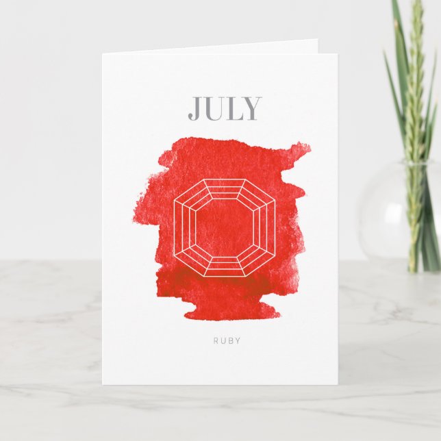 Tarjeta Ruby Birthstone Julio Cumpleaños (Anverso)