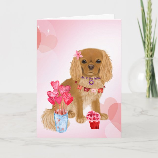 Tarjeta Ruby Cavalier King Charles Spaniel Valentine (Anverso)