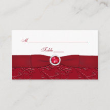 Tarjeta Ruby Red and White Floral Place