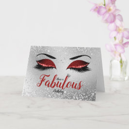 Tarjeta Ruby Red Fabulous Purpurina Eyes Standard Cumpleañ