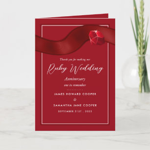 Tarjeta Ruby Ribbon, 40 Aniversario Boda Gracias