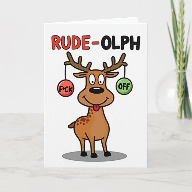Tarjeta Rude Olph Adult Christmas Humor Card (Anverso)